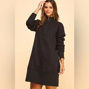 NWT Freezia Black Zipper Sweatshirt Dress